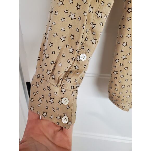 Women's J. Crew Silky Feel Star Collarless Button Down Blouse | Size 00 - Picture 5 of 6